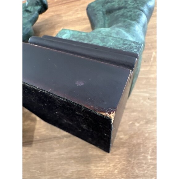 Rodin The Thinker Cast Metal Bookends Green Faux Verdigris Finish Vintage - Picture 6 of 12